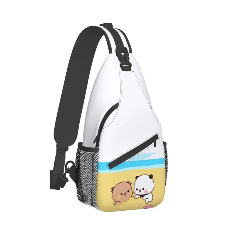 Mochila cruzada de dibujos animados para hombre, morral de hombro de pecho personalizado para viajar, morral de día, melocotón y Goma, Gato Mochi