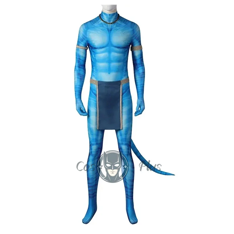 

Avatar Jake Sully Cosplay Jumpsuit Men Printed Avatar Costume Tail Party Zentai Suit Halloween Bodysuit Clothes Full Set