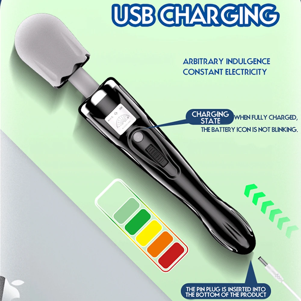 هزاز بعصا تسخين رقمية للنساء ، لعبة جنسية ، عصا سحرية ، شحن USB ، مدلك البظر ، هزازات G-Spot ، البالغين 18 #5