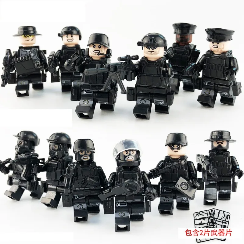 

Compatible with LEGO Series Military Figure Model Police Brick Minifigure Educational Toy for Kids