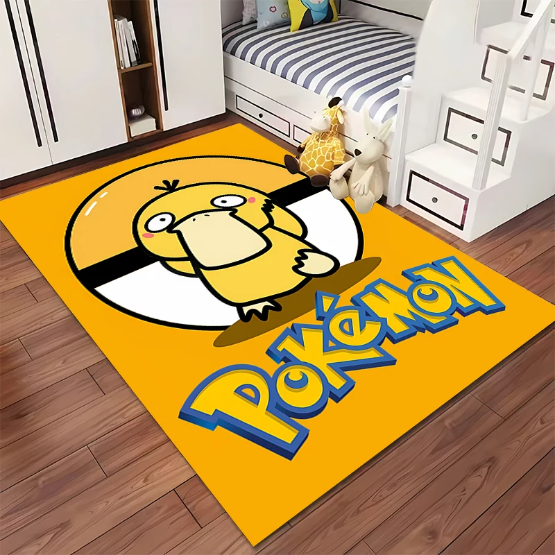 Japanese Anime Pokemon Psyduck Rugs for Living Room Bedroom Dining Kitchen Office Bathroom Non-Slip Large Decor Carpet