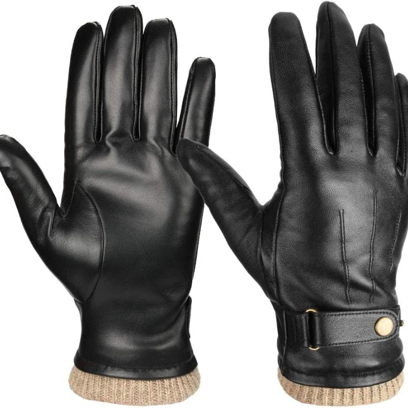 Mens Winter Gloves Nappa Leather Warm Wool Touchscreen Dress Glove - Thermal Gifts for Dad or Husband