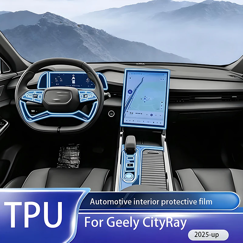 

Fit for Geely CityRay 2025 Interior TPU Transparent Anti-Scratch Waterproof Dash Nav Door Panel Console Full Protective Cover