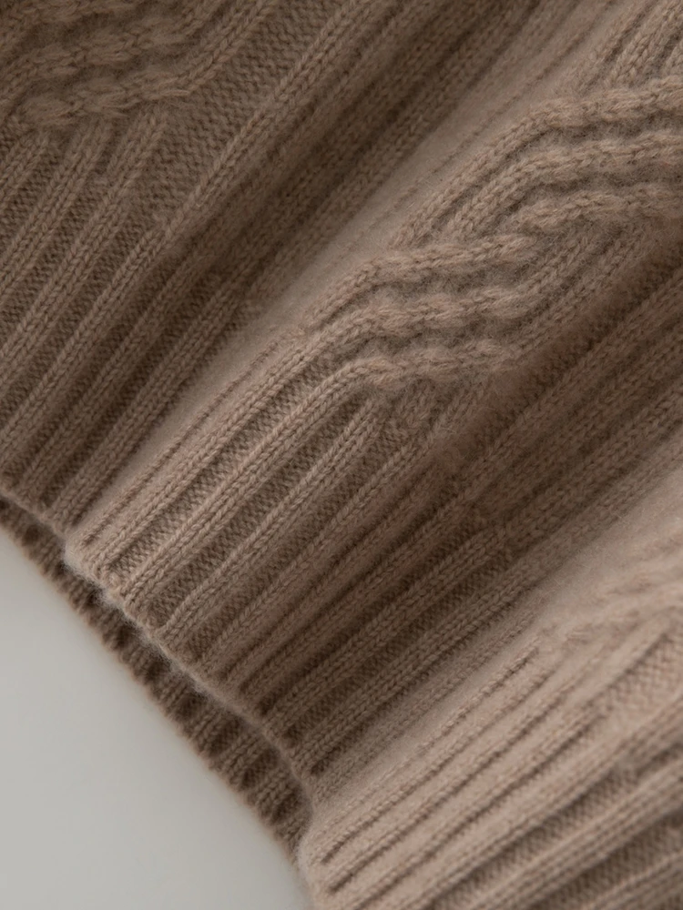 TLOML المرأة وهمية الرقبة البلوز 100% سترة الكشمير المعين سميكة متماسكة الخريف الشتاء نمط فضفاض غير رسمي الكشمير تريكو #6