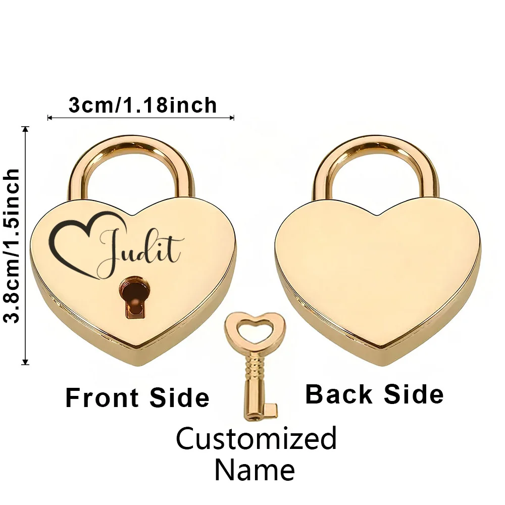 1 шт., красочный замок в форме сердца с индивидуальным именем, мини-замок в форме сердца, навесной замок с любовью, свадебный замок с ключом для юбилеев