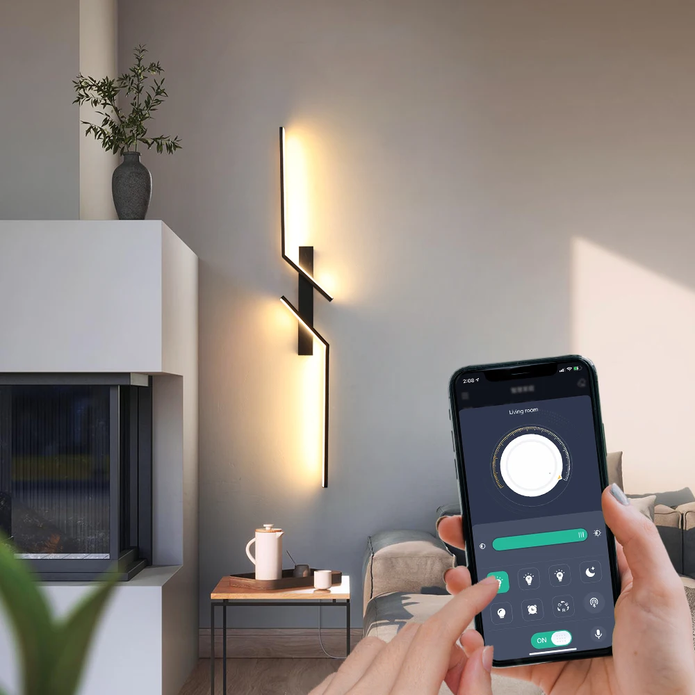 

Modern LED Long Wall Lamps Smart APP Control Minimalism Bedside Strip Wall Lights Luminaire Decoration Indoor Lighting Fixtures