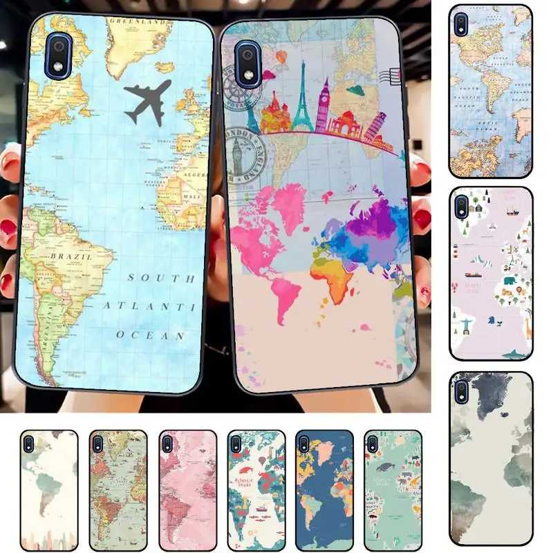 World Map Phone Case for Samsung A51 01 50 71 21S 70 31 40 30 10 20 S E 11 91 A7 A8 2018