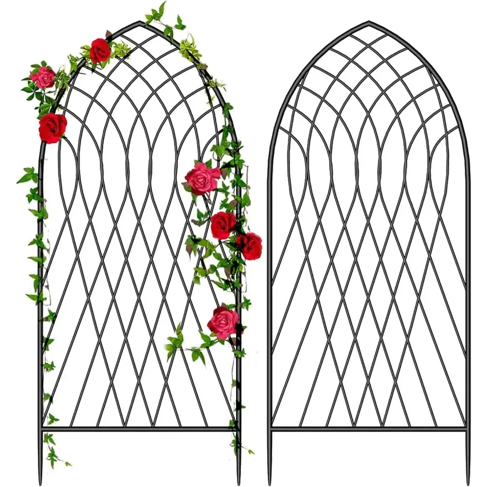 2 Pack Large Garden Trellis for Climbing Plants 75” X 31” Duty Rustproof Black Iron Plant Trellis for Potted Plants Support