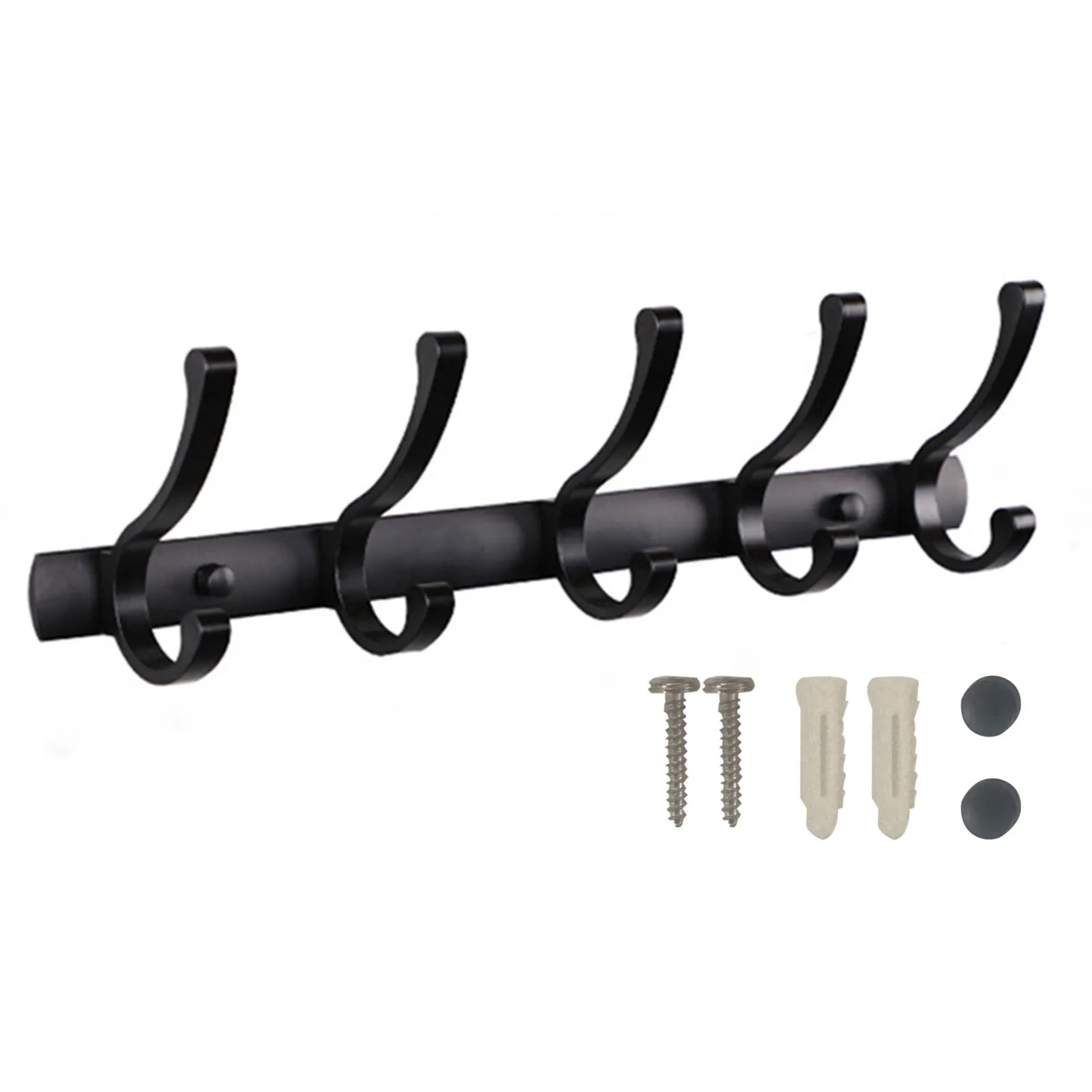 

Simple Heavy Duty Hat Towels With Hooks Black Wall Mounted Multifunctional Accessories Space Aluminum Bathroom Storage Coat Rack