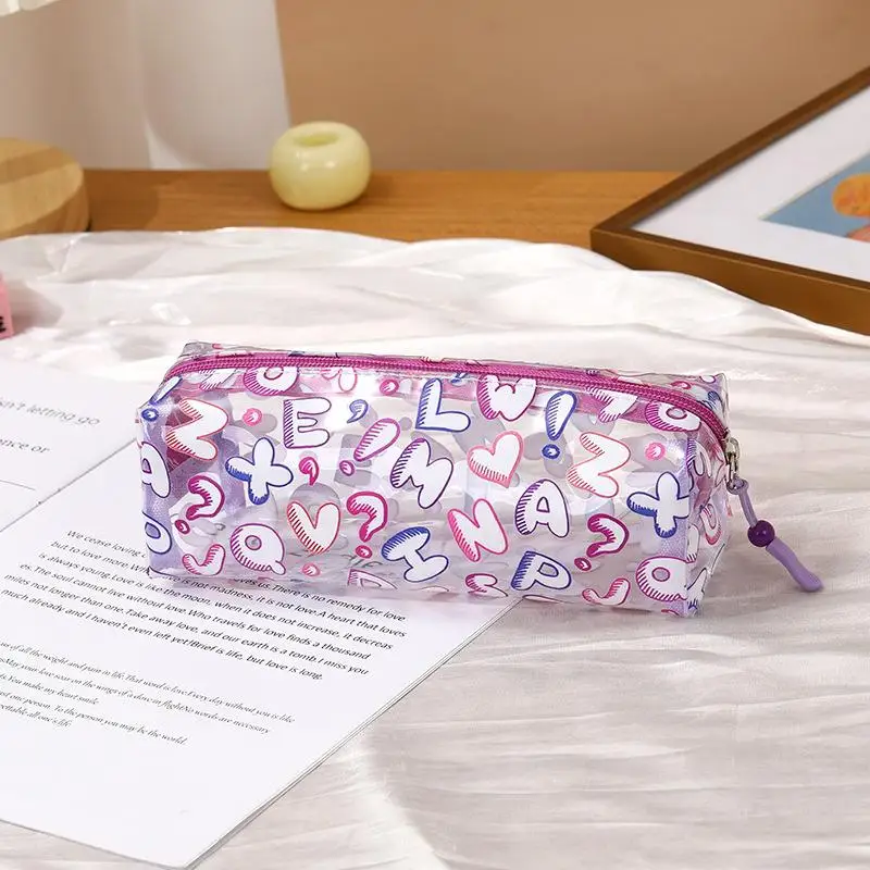 حقيبة مكياج نسائية شفافة مخططة ملونة مقاومة للماء من مادة PVC حقيبة مستحضرات التجميل المحمولة ذات سعة كبيرة حقيبة تخزين أدوات الزينة #4