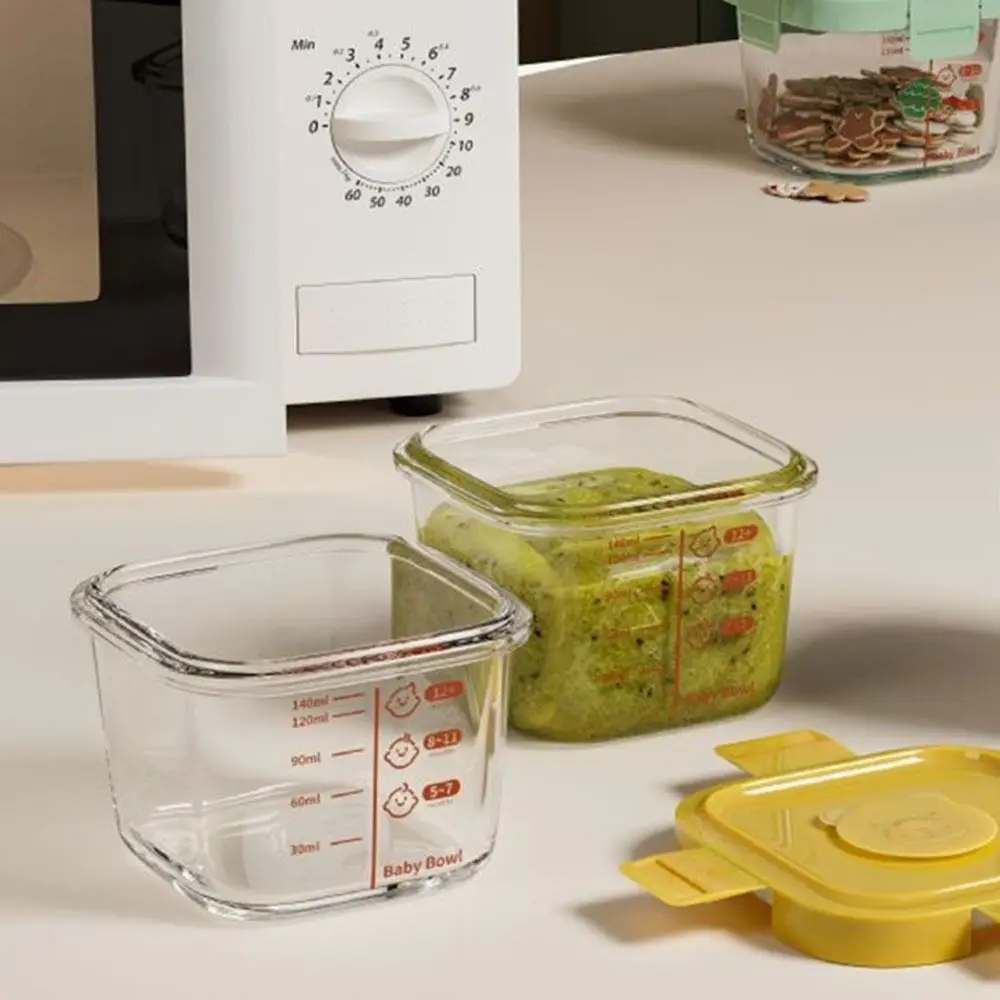 

Fashion 170ml Food Storage Box Glass Frozen Baby Food Glass Cup Microwave Safe Baby Food Storage Jar Little Ones