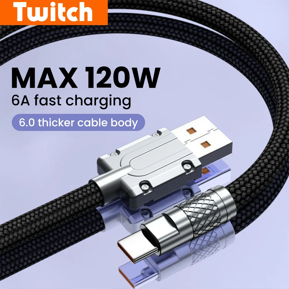 

120W USB A To Type C Cable Fast Charging 6A Mobile Phone Charger Wire Quick Charge For Samsung Huawei Xiaomi USB C Data Cable