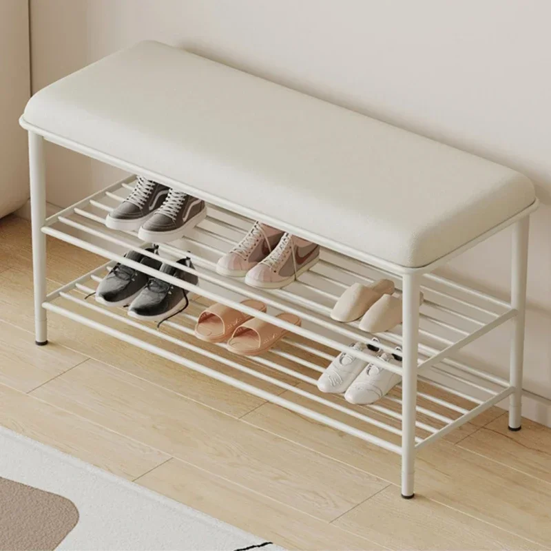 Nordic Wind Shoe Organizer Creative Double-layer Shoe Cabinet Soft Bag Cushion Hallway Bench Stable Load-bearing Home Furniture