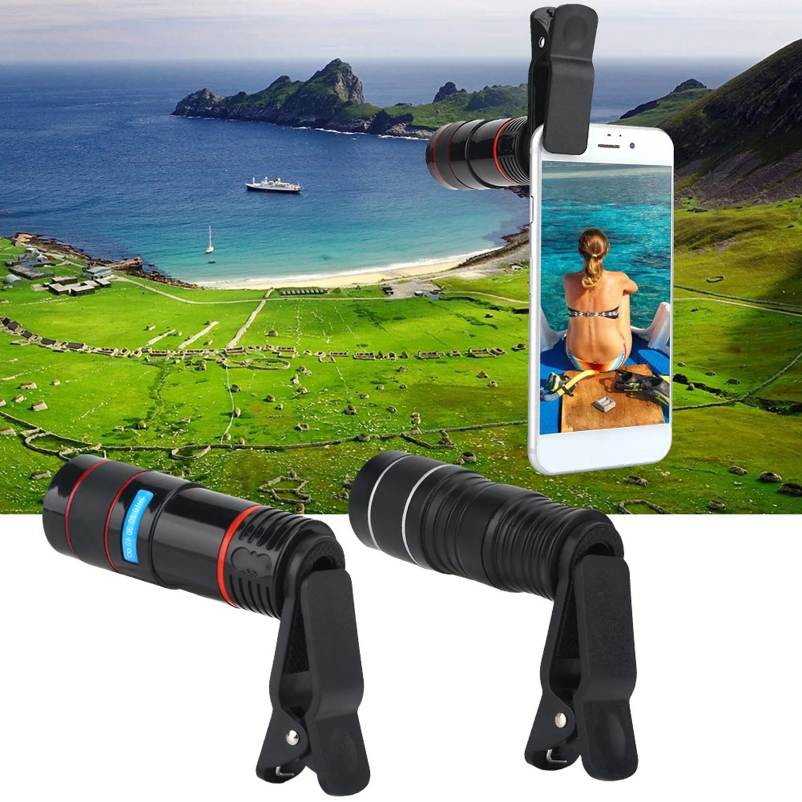 الهاتف أحادي العين في الهواء الطلق صغير محمول 12 مرة التركيز الهاتف أحادي العين تلسكوب الهاتف الذكي