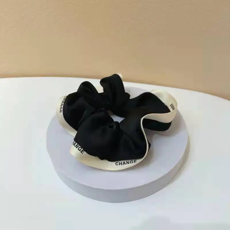 Koreanische Band Brief Scrunchie Frauen Qualität Satin Seide Haar gummi Brötchen Frisur Kopf bedeckung Accessoires große Haarband Haar gummis