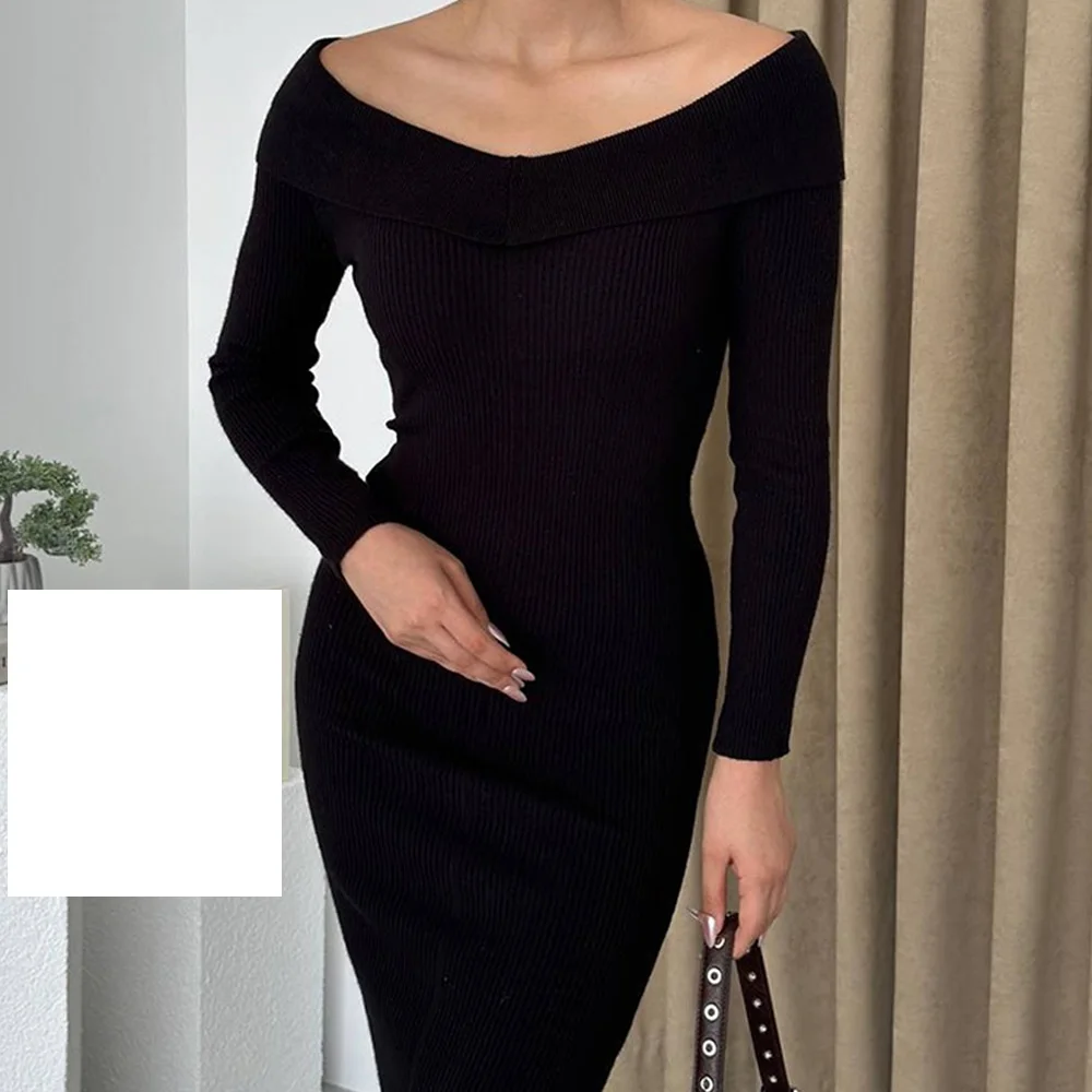 

Ankle Length Straight Pleats V-Neck Long Sleeves Solid Black Dubai Evening Caftan Dress Elegant Dresses For Formal Occasions