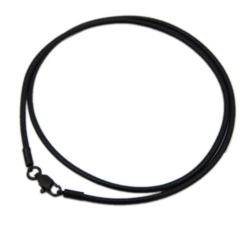 1/2/3mm Black Soft Braid Wax Waterproof Cord DIY Necklace Jewelry Making Leather Rope Steel Clasp Thread String Pendant Chain