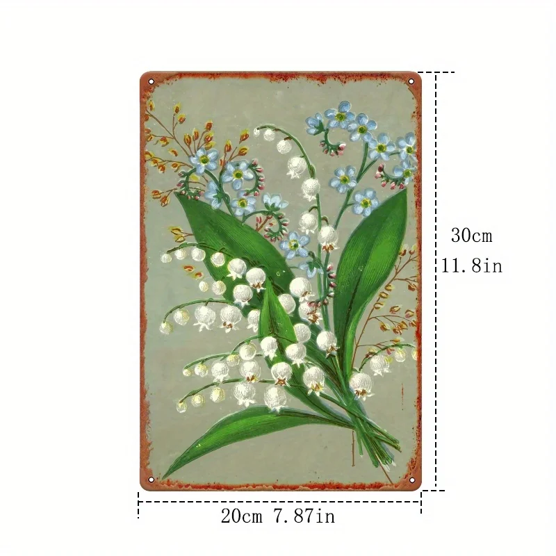 Vintage Floral Bouquet Metal Sign Iron 8x12 Inch Rustic Flower Wall Decor for Home Kitchen Cafe