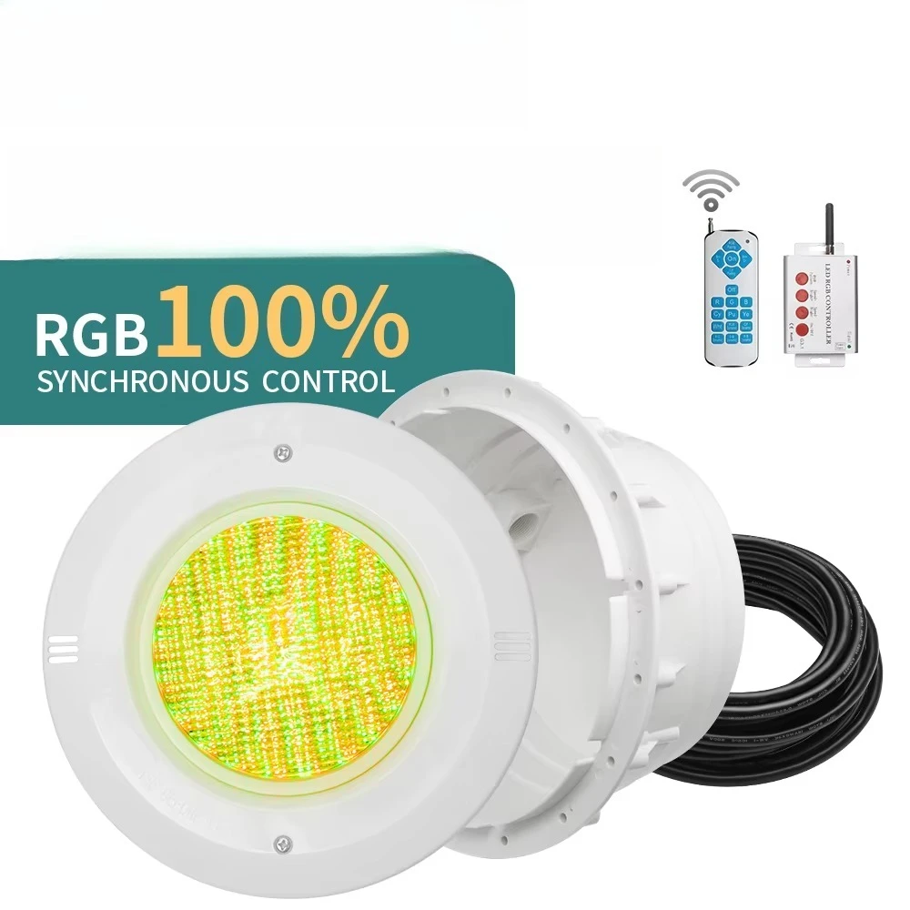 AC12V 15W RGB Synchronous Control Tablet PC Plastic Material LED Pool Light with Lighting Fixture PAR56 Pool Light