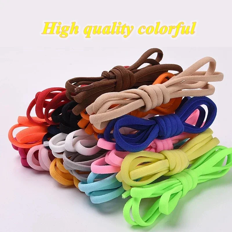 Round Elastic No Tie Shoelaces para crianças e adultos, Quick Lazy Laces, Sneakers Shoestrings, 21 cores, 1 par