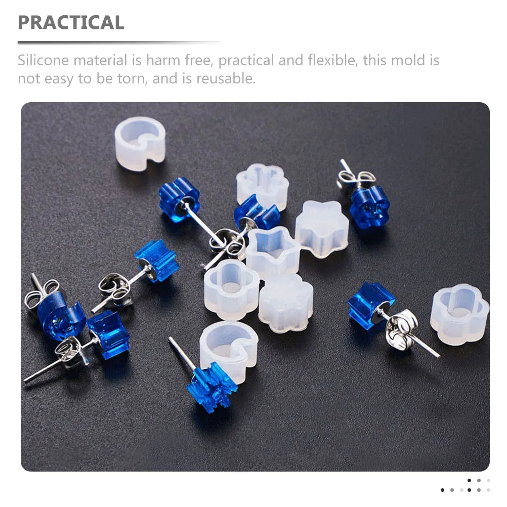 

8 Pcs Stud Earring Mold Resin Earring Making Mould Silicone Molds DIY Crafts Jewelry Making Supplies Non Stick Reusable