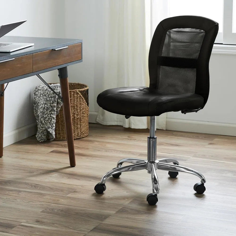 كرسي مكتب مدمج بظهر شبكي مع جلد صناعي وعجلات قابلة للتعديل