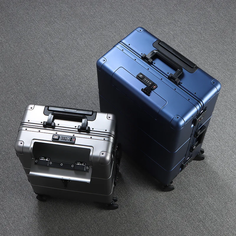 German all-aluminum luggage men's pull rod suitcase metal business 20 boarding alloy travel case female 24 "combination box