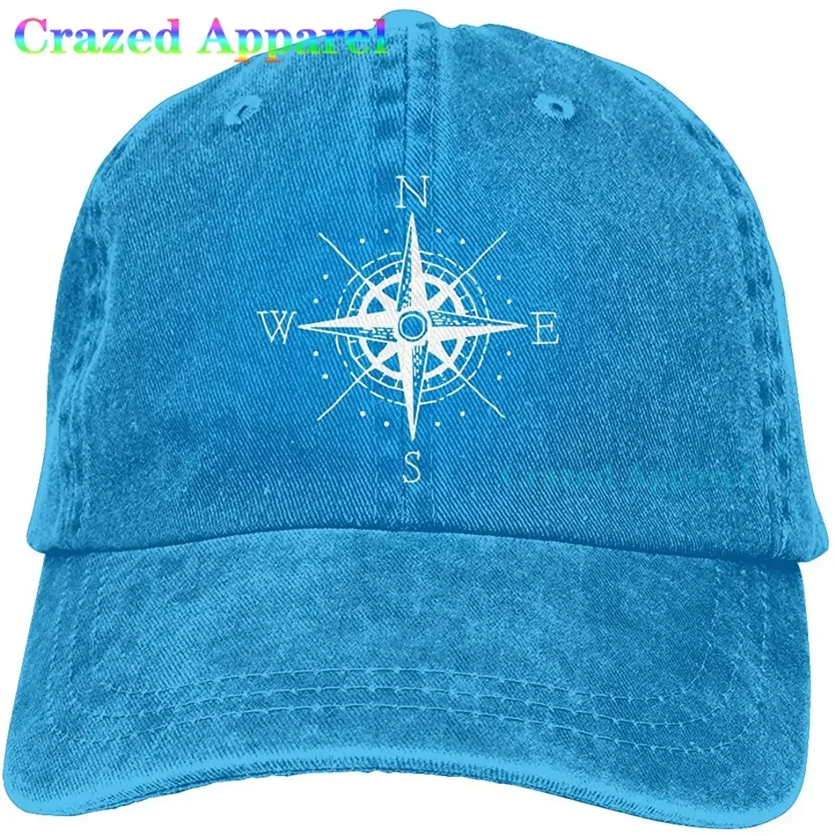 Compass North South East West Sailing Unisex Baseball Cap Denim Fabric Hat Adjustable Snapback Outdoor Sports Cap