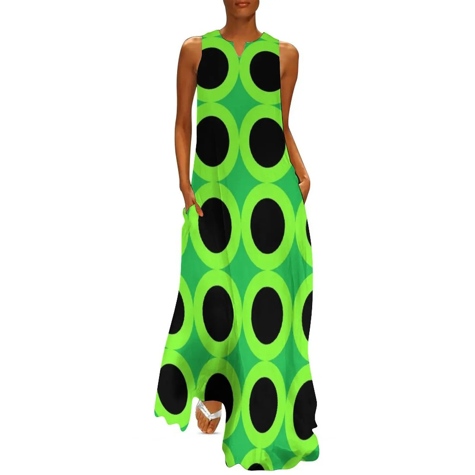 

Green Circles Long Dress dress for women 2025 summer women's dress 2025 Clothing female