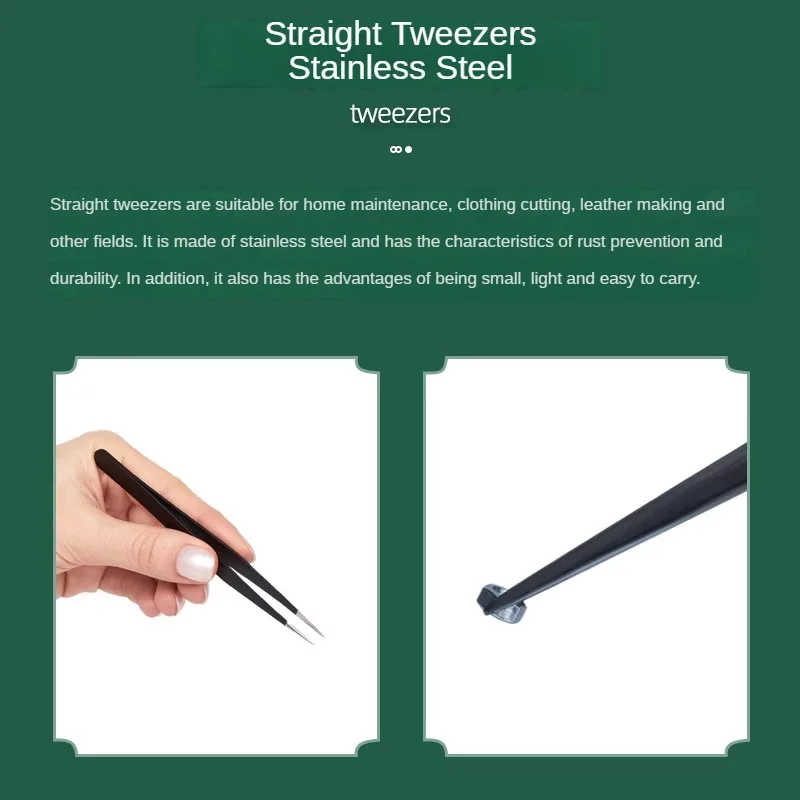 1Pcs Precision Tweezers ESD Anti-Static Stainless Steel Tweezers Repair Tools for Electronics Repair Model Making Hand Tools