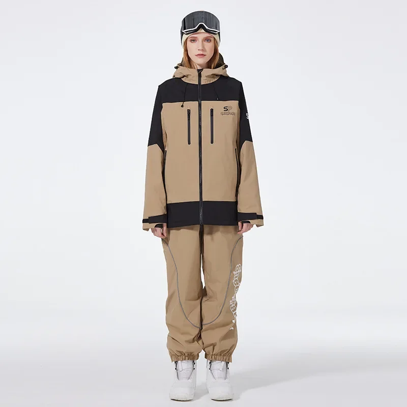 

New Skiing Women's Winter Windproof Waterproof Warm Breathable Loose Hooded Skiing Suit Men's Single Board Jacket Pant Clothes