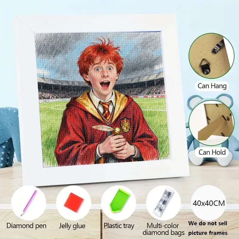 

1PC Harry Potter Ron Weasley Golden Snitch Diamond Painting Kit, 5D Full Drill DIY Hogwarts Quidditch Wizarding World Diamond Ar