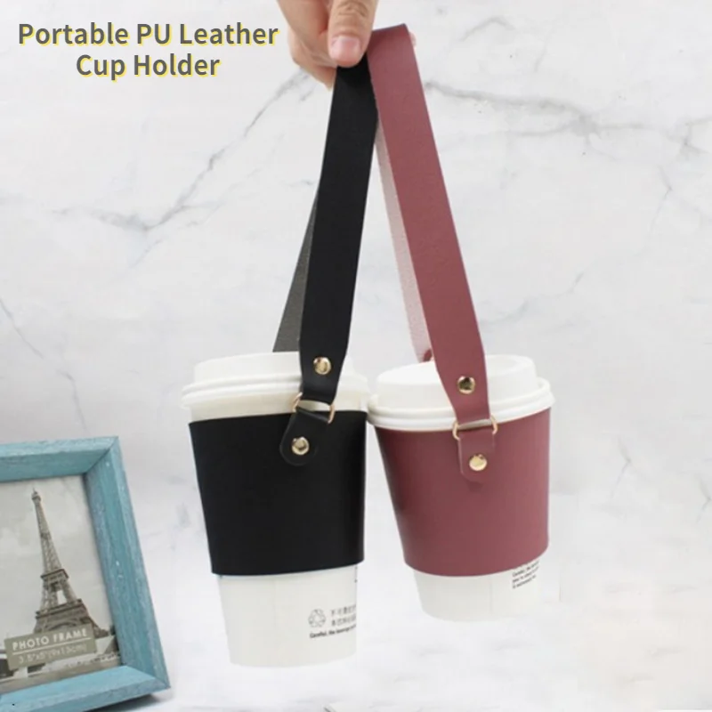 

Japanese Style DIY Portable Leather Cup Protective Case PU Cup Holder Heat Insulation Coffee Milk Tea Cup Outer Package Cup case