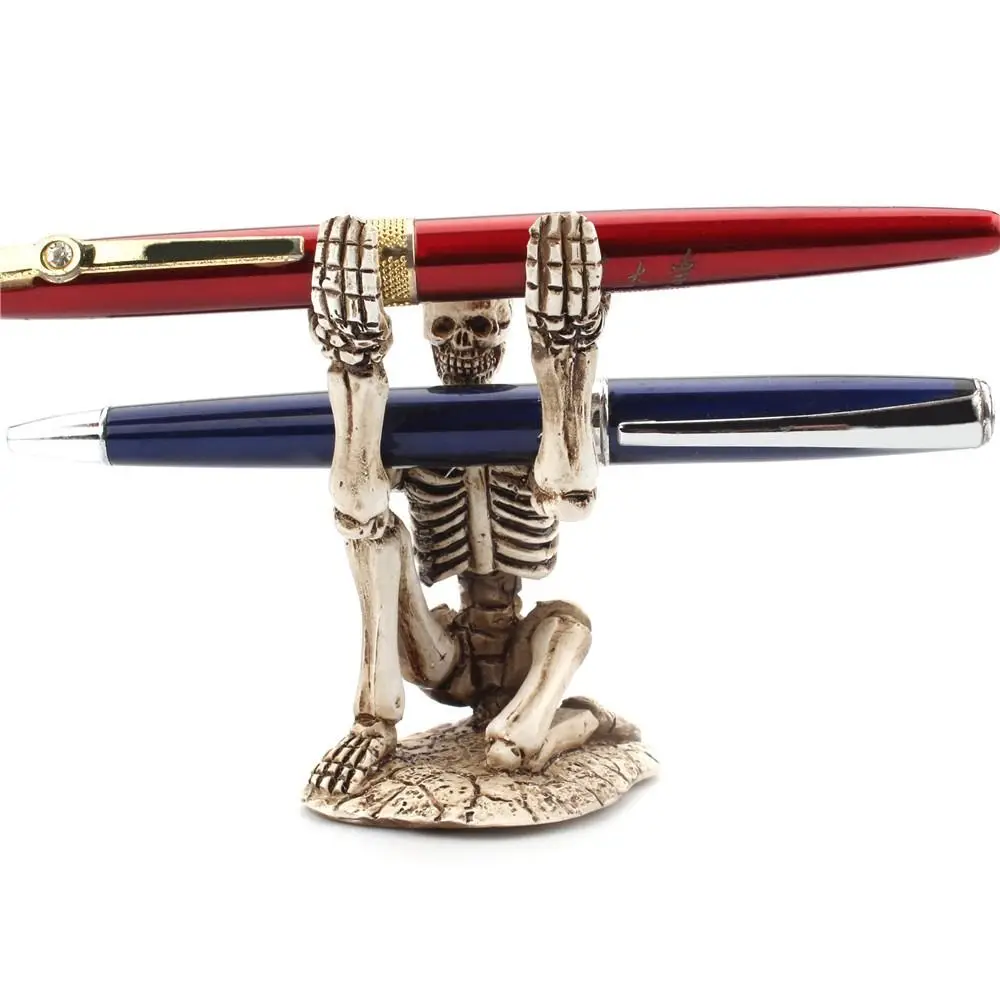 

Gothic Creative Skull Pen Holder Durable Portable Makeup Brush Holder Skeleton Realistic Skull Desk Organizer Party Decoration