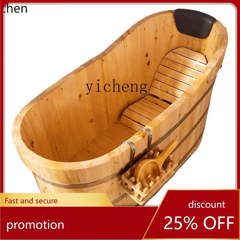 

ZML Fumigation Bath Wooden Bucket Bath Bucket Armrest Adult Full Body Bath Tub Adult Sweat Steaming Bucket