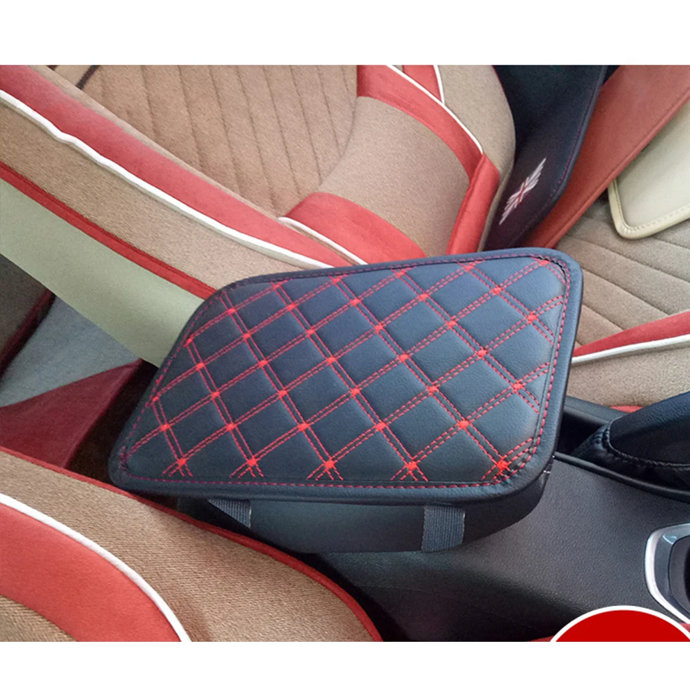 

Universal Car Armrest Box Pad Thickened Durable PU Car Armrest Mat Non-Slip Soft Sponge Cushion Auto Console Box Red