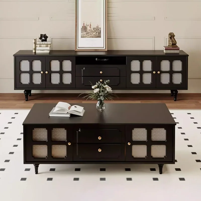 

French Aesthetic Coffee Tables Metal Handle Beauty Elegant Mid Century Coffee Tables Rectangular Beauty Table Basse Furniture