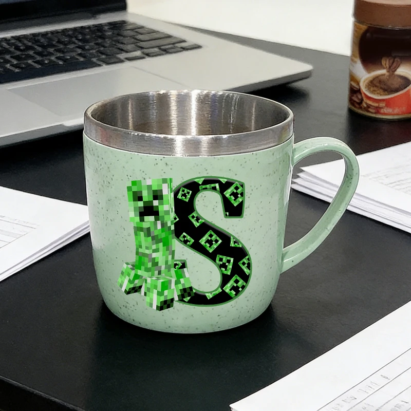 

Новая детская кружка для напитков с аниме-дизайном, буквы A-Z, для завтрака, молока, из нержавеющей стали, для чистки зубов, аксессуары для ванной комнаты