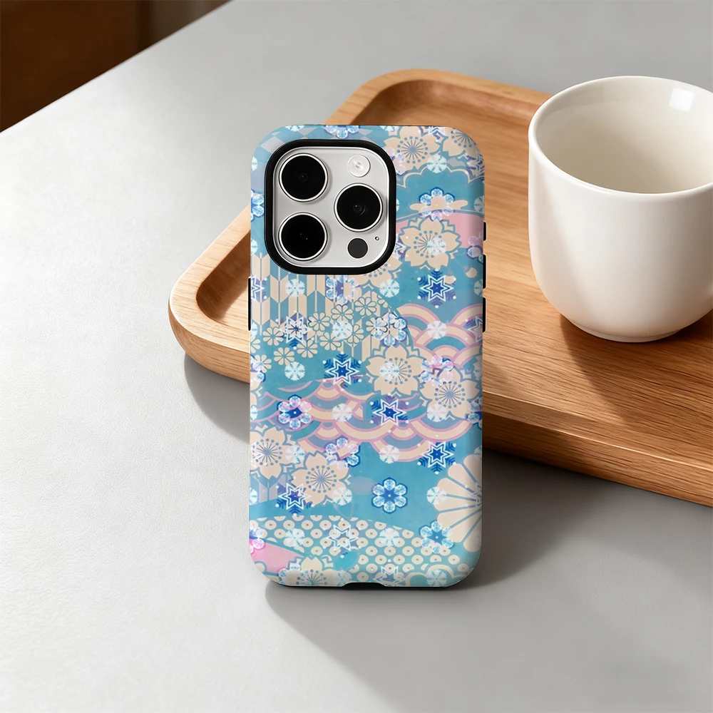 Luxe Besneeuwde Bloemen Telefoon Case voor iPhone 17 16 15 14 13 12 11 Pro Max Air Plus Luxe dubbellaags Achterkant