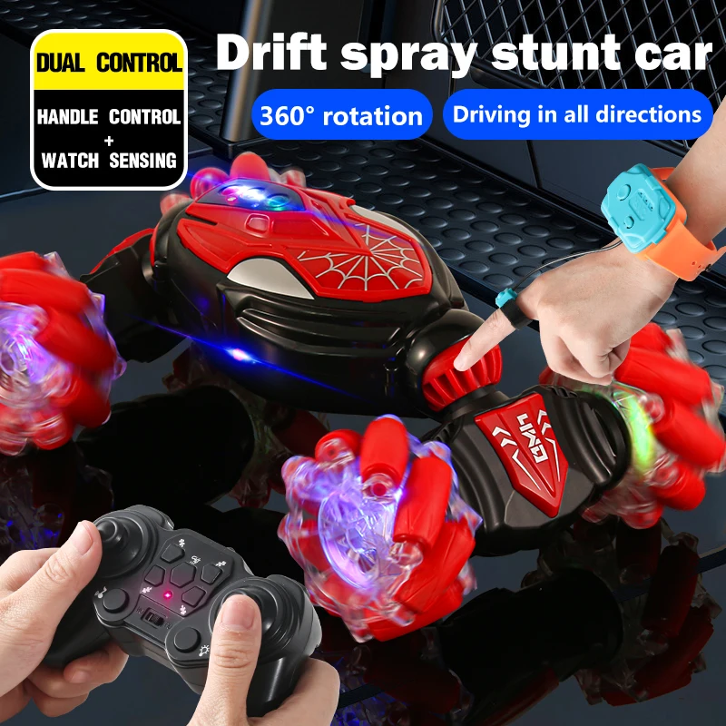 

Remote Control Cars with Lights&Quick Hand Control 2.4GHz 4WD Gesture Sensing, 360° Rotating Double Sided RC Stunt Car Toys