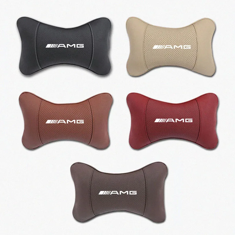 1Pcs Car Seat Headrest Auto Logo Neck Head Pillow For Mercedes Benz AMG W206 W204 W205 W212 W213 W221 W222 W223 W251 W464 W240