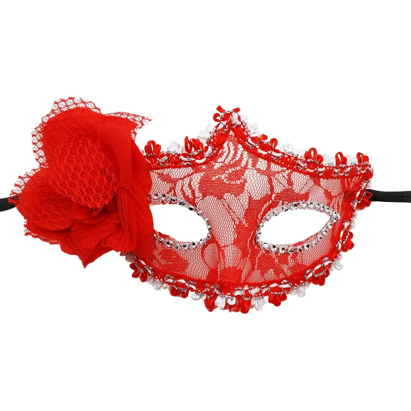 1 Pcs Lily Ball Mask Lace Mask Sex Venetian Flower Lady Wedding Costume Feather Masquerade Diamond Party Make-Up Mask