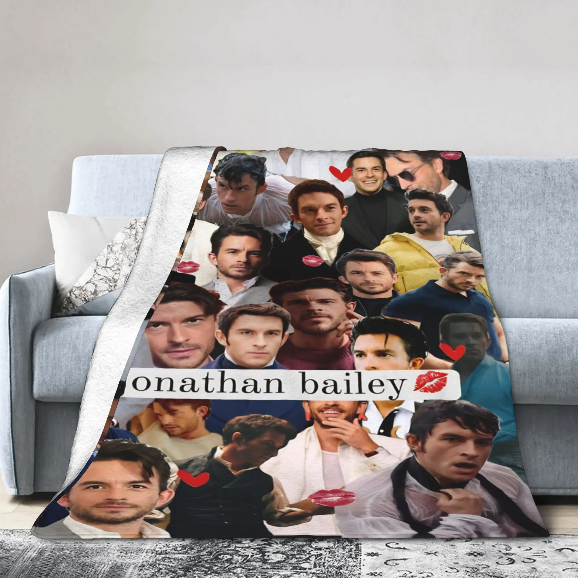 Jonathan Bailey Actor Knitted Blanket  Fuzzy Throw Blankets Bedroom Sofa Printed Soft Warm Bedspread