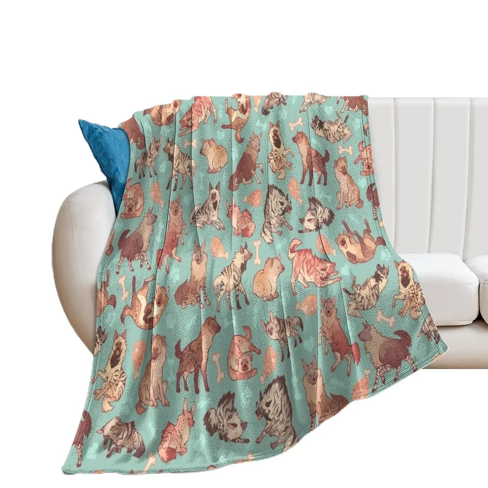 Hyenas in minty Throw Blanket Beach Summer christmas gifts Blankets