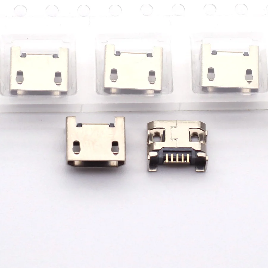 50pcs Micro USB connector 5pin seat Jack Micro usb DIP4 Legs Four legs Inserting plate seat mini usb connector For Mobile phone