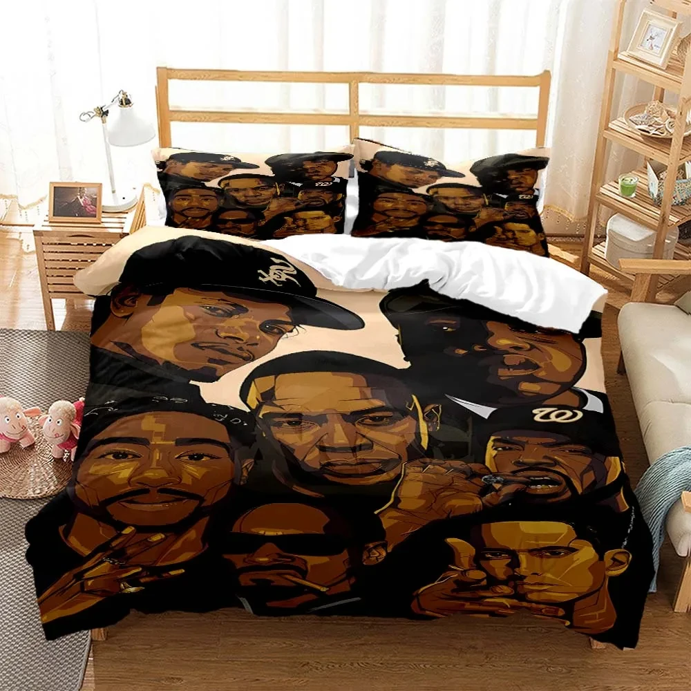 3D Print Hip Hop Rapper Bedding Set Double Twin King Duvet Cover Comforter Pillowcase Boys Girls Adults Bedroom