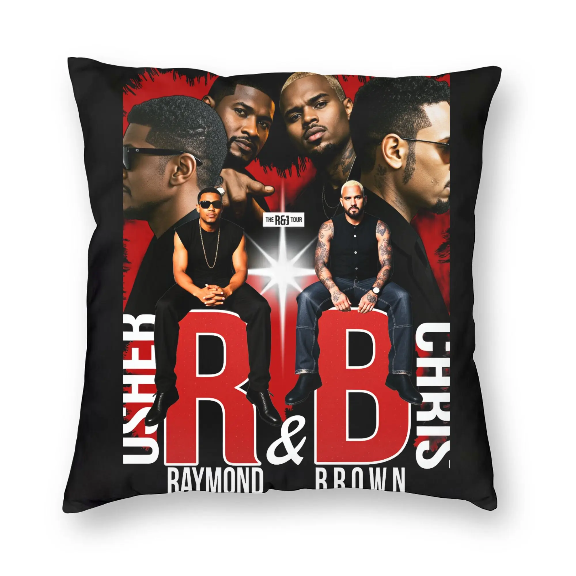 Chris Brown And Usher The Rb Tour Pillow Case Raymond And Brown Square Pillow For Office Car Home Decor Novelty Pillowcases