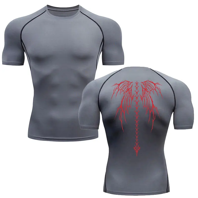 Y2K Compression Shirt Men Fitness Gym Skeleton Sport Running T-Shirt Rashgard Tops Tee Quick Dry Short Sleeve T-Shirt For Men image 5