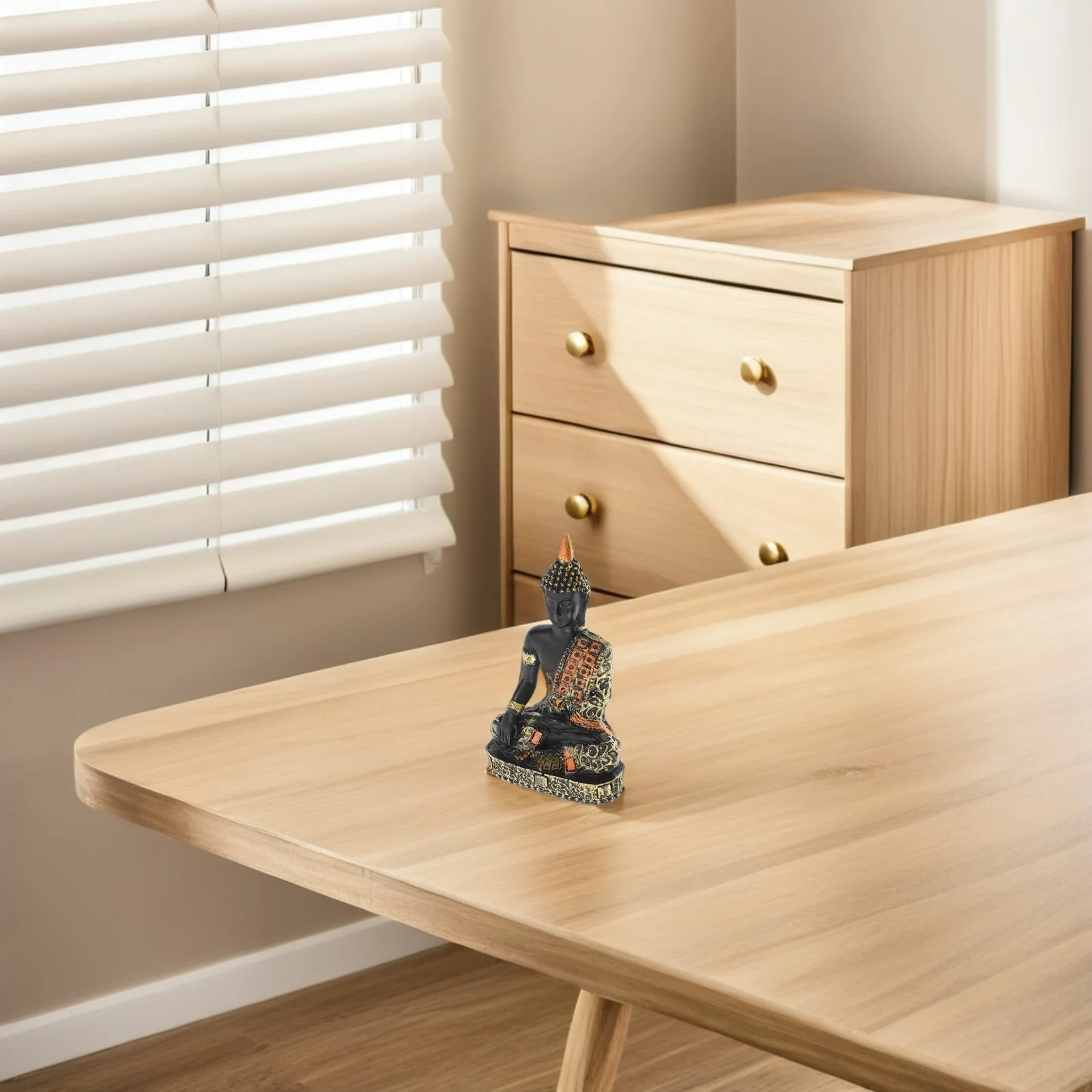 

Thai Sitting Buddha Statue Resin Craft Zen Meditation Decor for Living Room Entryway Spiritual Home Asian Bust Centerpiece