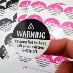 Étiquettes noires adorables d'avertissement de bonheur extrême, 120 pièces de 1.5 pouces, autocollants pour emballage, merci, mignon, joyeux courrier, sceau d'enveloppe
